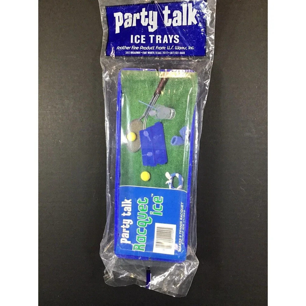 PARTY TALK Tennis Racquet Pickle Ball SHAPED ICE CUBE TRAY Blue